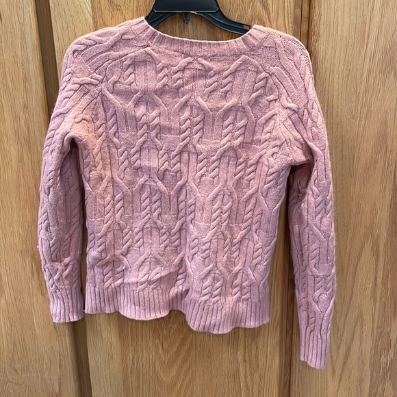 Ann Taylor Aran Crewneck Rose Salmon Pink Cable Knit Sweater M - Picture 5 of 6
